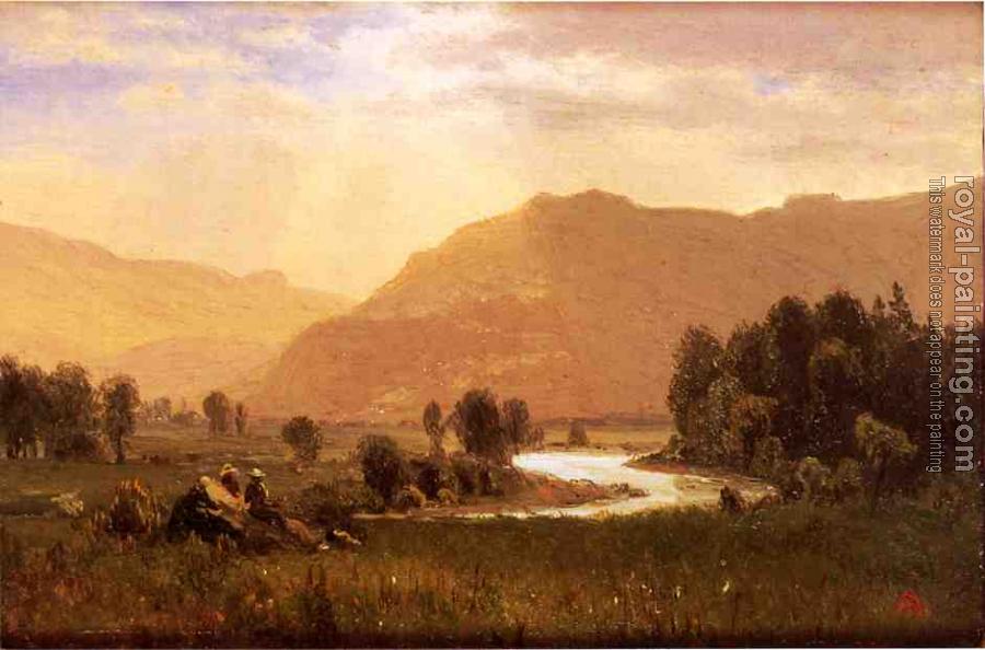 Albert Bierstadt : Figures in a Hudson River Landscape